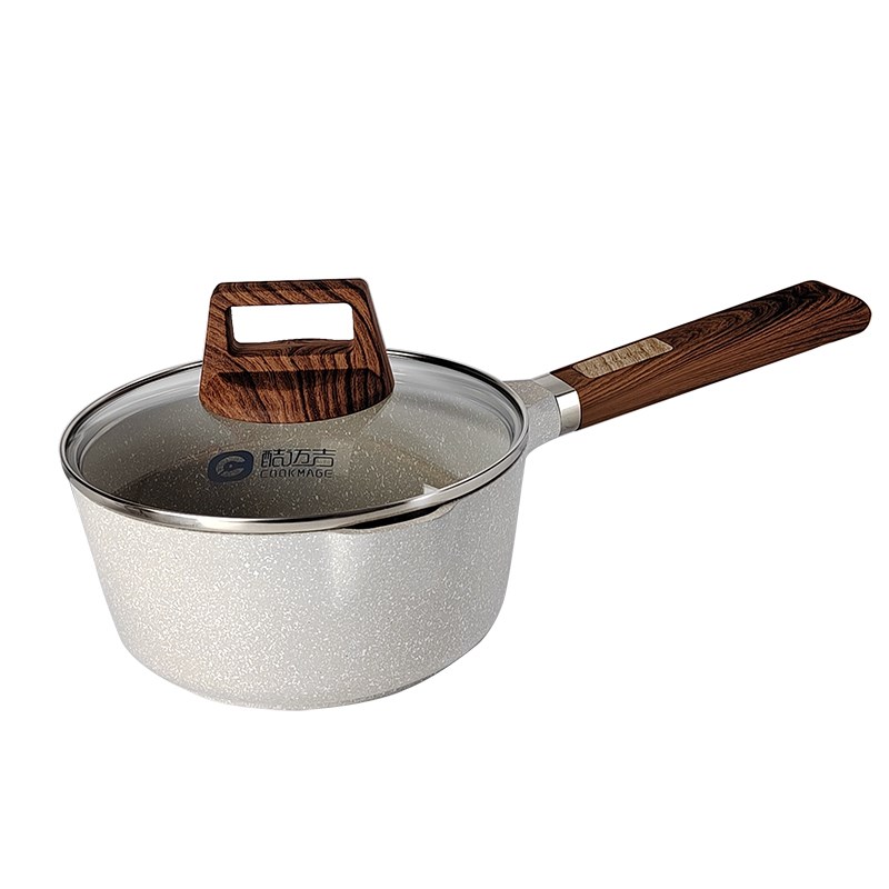 cookmge酷迈吉欧式麦饭石色不粘锅多用1/18/20cm单柄汤锅奶锅