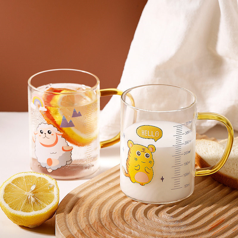 牛奶杯带刻度酸奶杯微波炉专用可加热早餐杯儿童喝奶粉吸管杯带盖