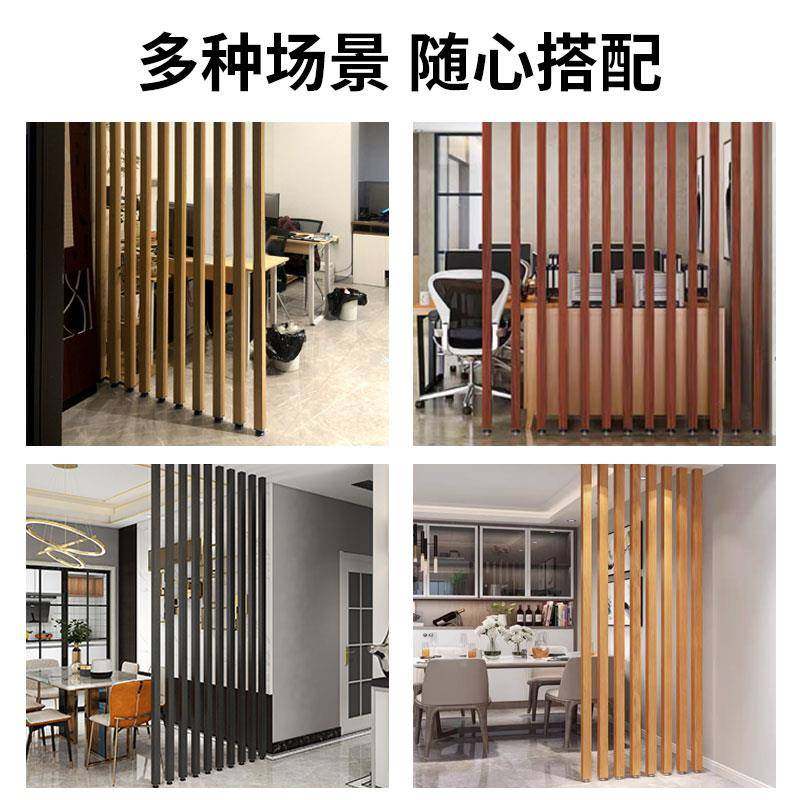 柱木纹铝方隔断铝合金屏办公室餐管馆立方风3b2通幕墙造型吊顶天