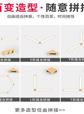 木纹led长条灯公室办灯条形灯吊工作室用办照明长QLU方形公吊线灯