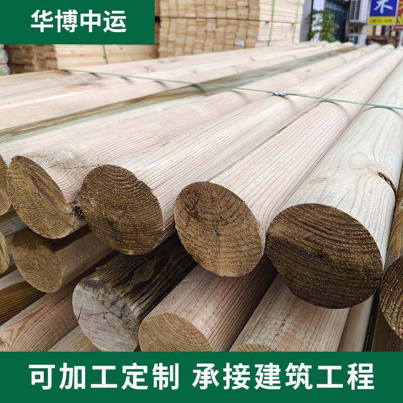 RLV防腐芬兰木柱子腐古建筑凉亭营圆柱碳化原木防腐木条露防木柱