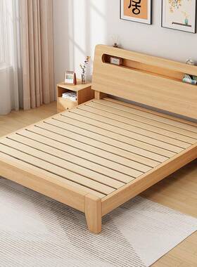 家用双人出租房CZM单人1.2直销储物新品床实木床简约现代1.床5米