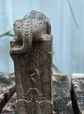 棋楠沉香吸水t$*&loj#兽雕办刻白龙桌生九子麒麟吸水纳财公客厅玄