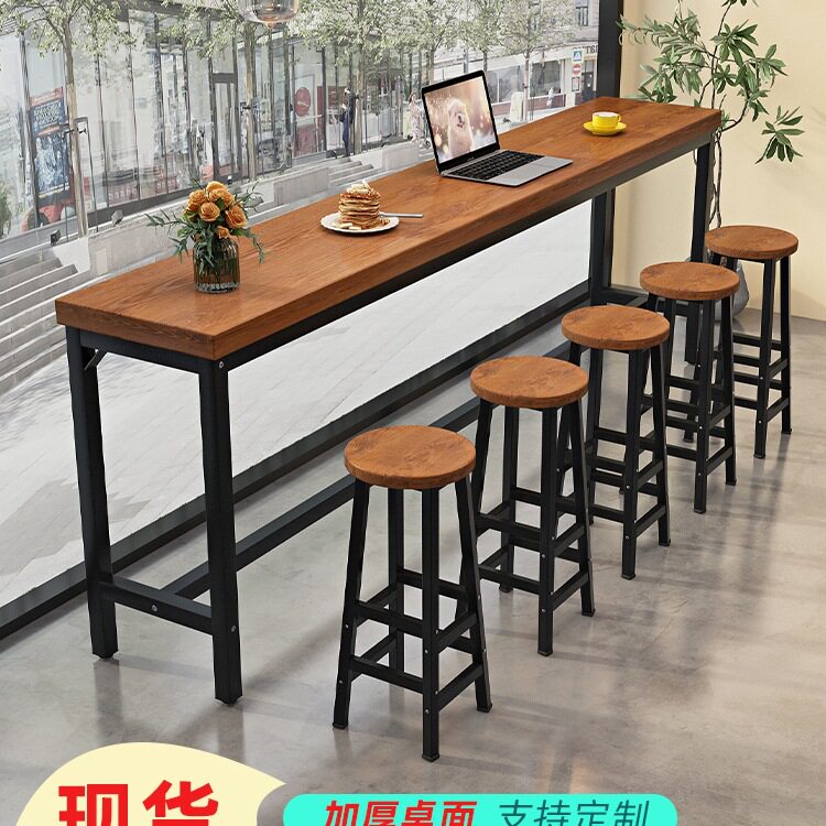 实木吧台桌家用阳台休闲小吧台高脚桌实木吧台柜轻奢感长条桌