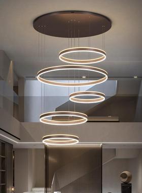 复楼约别墅挑空大轻吊灯现代简奢lof960t公式寓跃层楼中楼梯长客