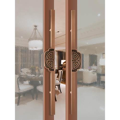 LA8KCE新中式大门把木手仿古铜对开玻璃门手酒店包厢定制拉有框门