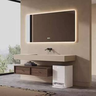 中古风岩板浴室柜一体隐藏下水扫地机器人带基站洗手洗脸洗漱台