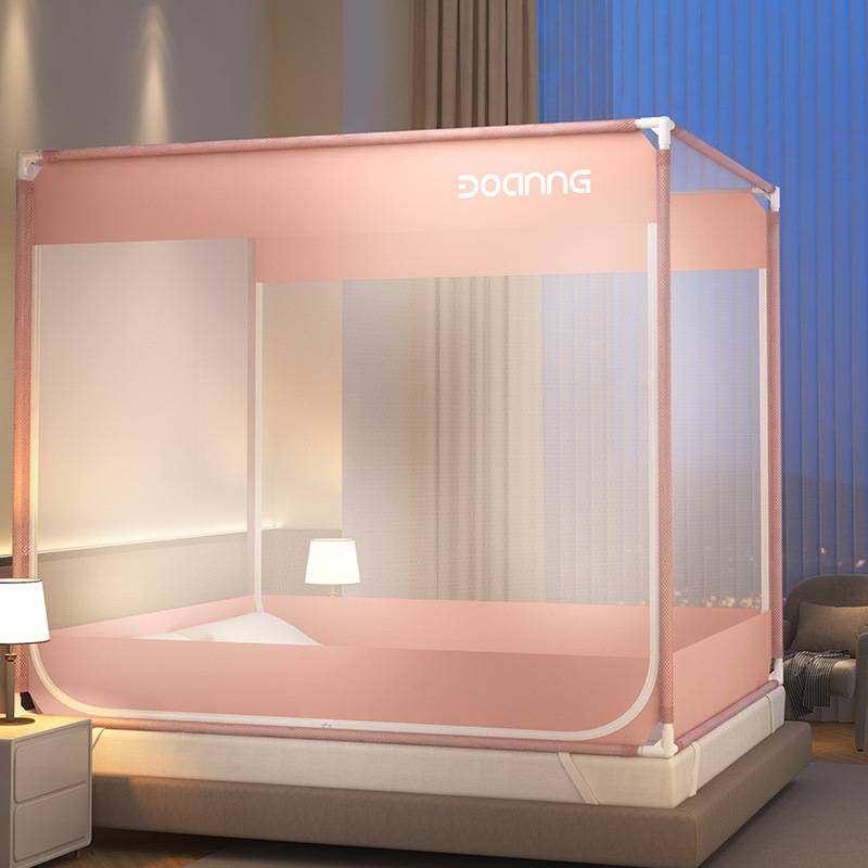 家用卧室支架蚊帐防摔1米5坐床式拉链加密防蚊防尘顶1.8m透气加密