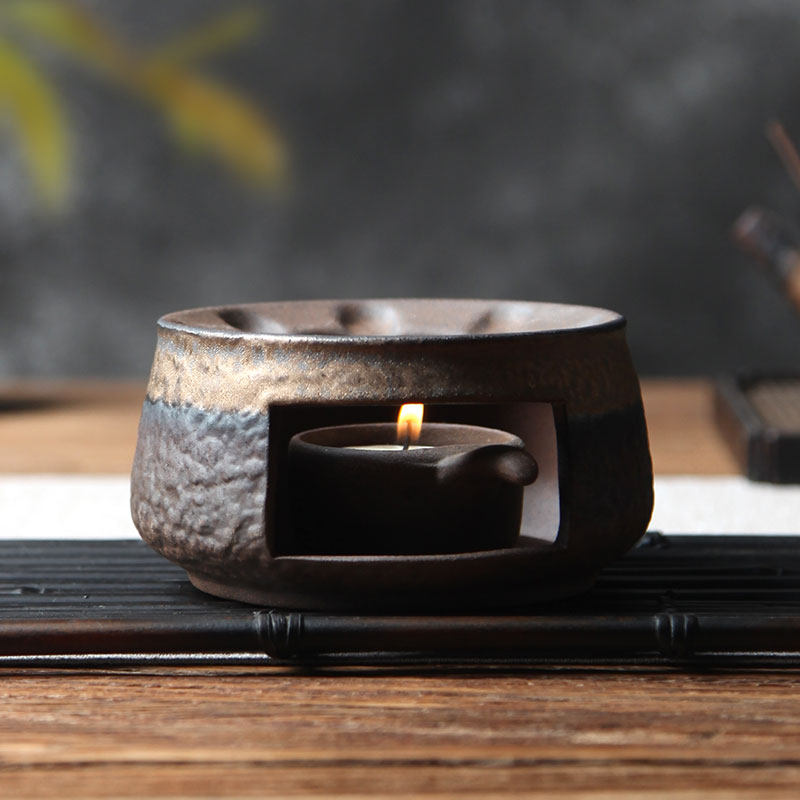 粗陶蜡烛温茶器暖茶炉底座 酒精灯煮茶器陶瓷 加热茶壶台茶具配件