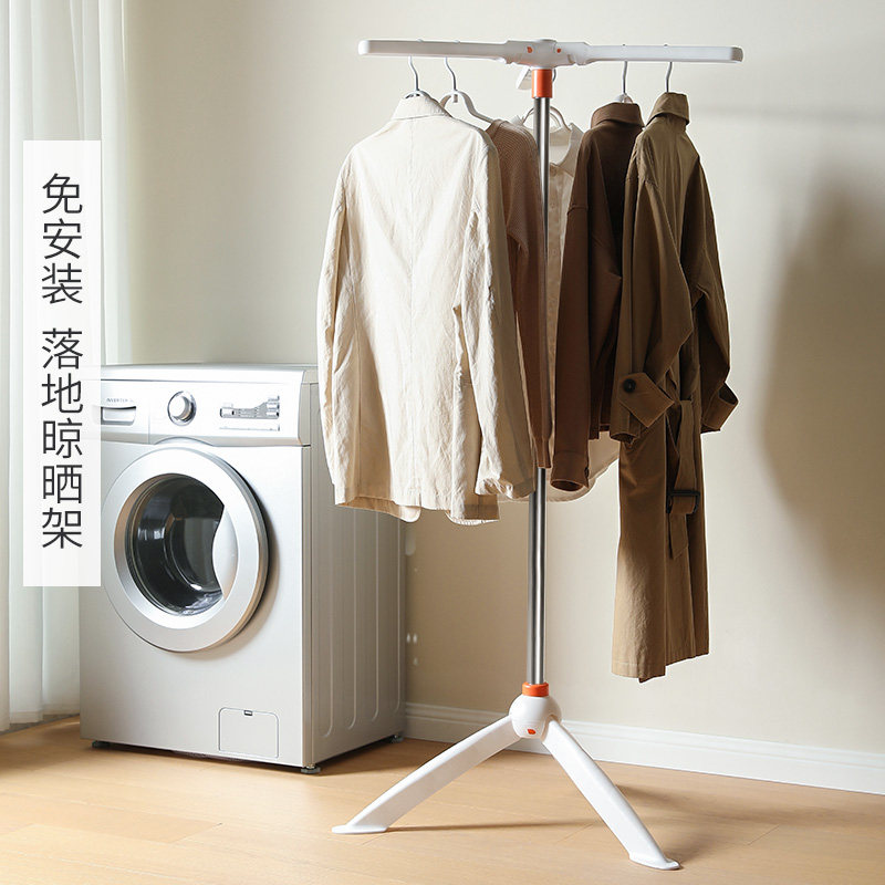 阳台可折叠挂衣架家用落地晾衣架室内小型晒衣架卧室不锈钢凉衣杆