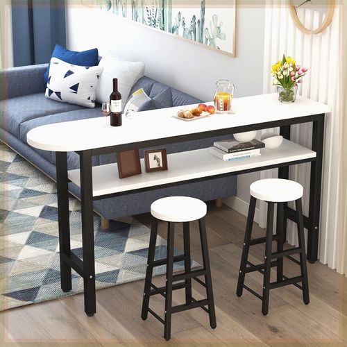 窄缝桌简约现代半圆双层隔断客厅小吧台桌家用细长桌高脚靠墙咖啡