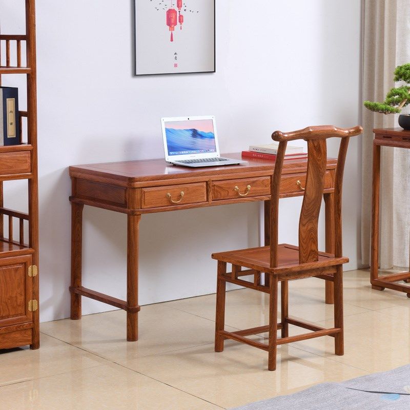 贡艺名居刺猬紫檀中式简约书桌红木家具写字台实木办公桌电脑桌