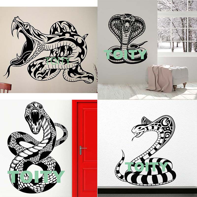 各种毒蛇贴画眼镜蛇爬行动物Snake贴纸玻璃贴动物园墙贴pvc防水