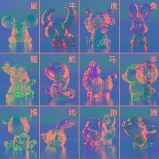 饰古法琉璃本命年吉祥物创意工艺 卡通十二生肖汽车摆件家居桌面装
