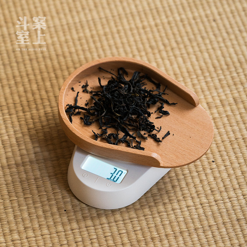 斗室案上原木极简高精度茶称小重量克数家用电子秤迷你便携量茶器