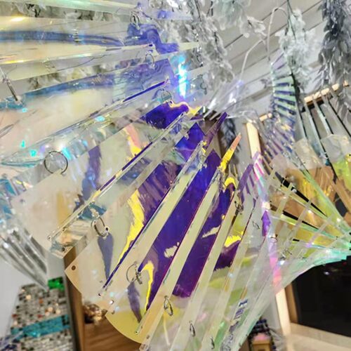 婚庆道具PV镜面亮片时间线自由曲线水晶炫彩吊顶飘带美陈宴会设计