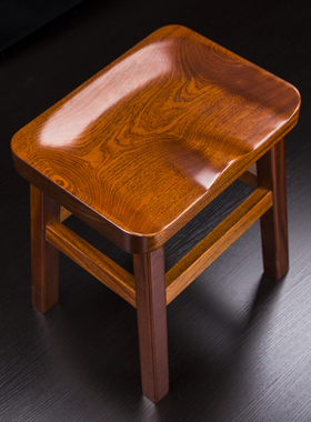 刚花实木方凳靠背椅子功夫茶桌椅小矮木凳中式茶桌太师椅琴凳