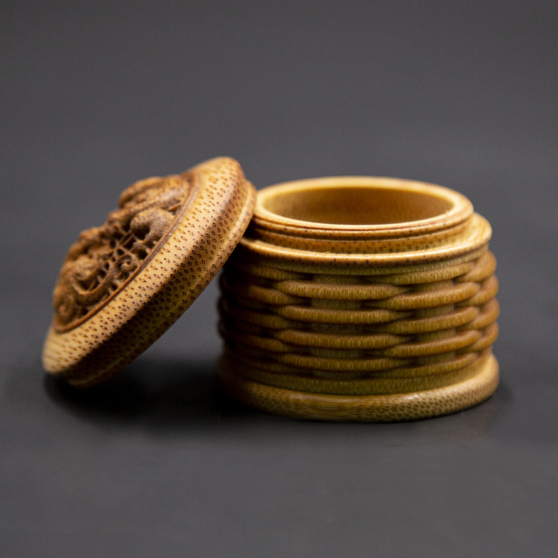 蒙心虫罐竹雕蝈蝈筒竹子镂空老玉竹雕刻竹罐虫具养竹铃黑白虫叫罐