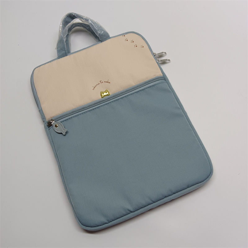 日单 可爱小清新 手提猫咪笑脸刺绣 iPd保护包 笔记型电脑内胆电