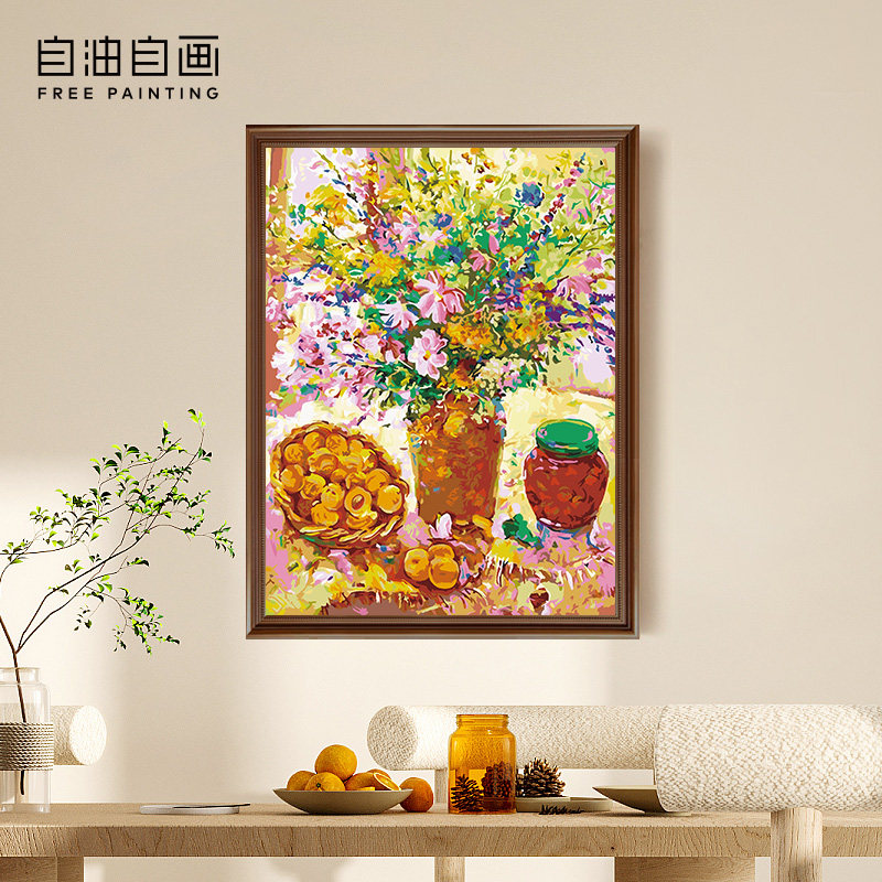 自油自画 数字油画diy手绘手工填充填色减压花卉油彩画 春野阳光