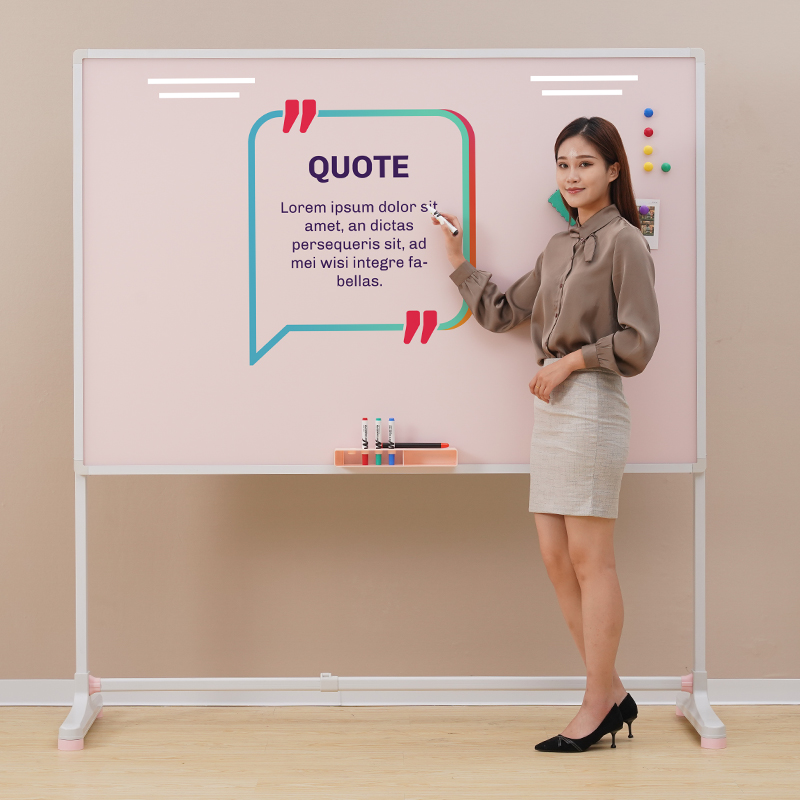 磁性钢化玻璃白板写字板支架式黑板可移动带轮家庭用儿童教学办公