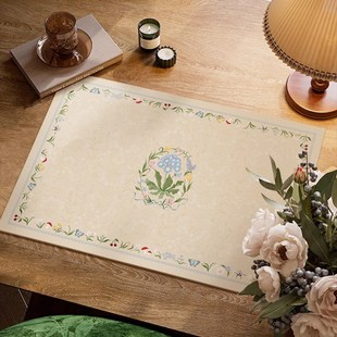 法式 田园森林精灵皮革餐垫碗盘垫餐桌垫防水防油高级感茶几西餐垫