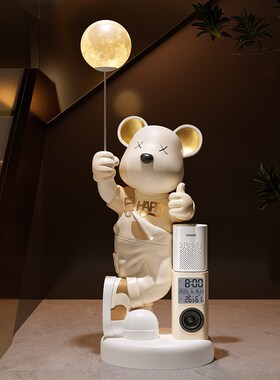 小爱智能音响客厅大型落地摆件暴力熊存钱罐电视柜旁边装饰品大件