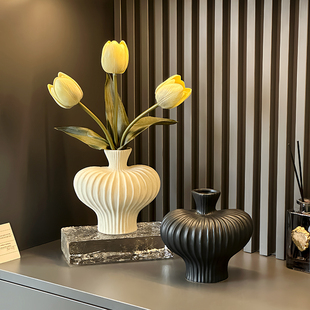 法式陶瓷复古花瓶摆件高级感客厅桌面插花装饰花器玄关电视柜摆设