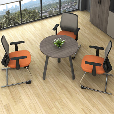 圆形洽谈接待桌椅会客圆桌钢木会议桌休闲桌办公桌办公家具