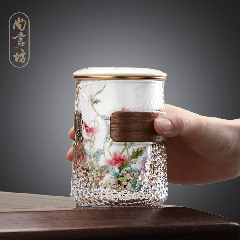 尚言坊严选玻璃便携式茶具旅行套装泡茶壶一壶三杯陶瓷茶杯快客杯