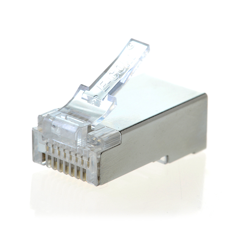 E-COM CT5E 超五类屏蔽水晶头FTP铁壳网络水晶头网线头/包
