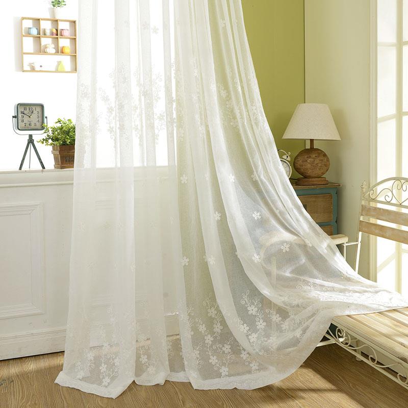 纱田园中式卧室客厅刺绣纱棉麻白色UJU帘打孔新窗白沙罗马帘成品