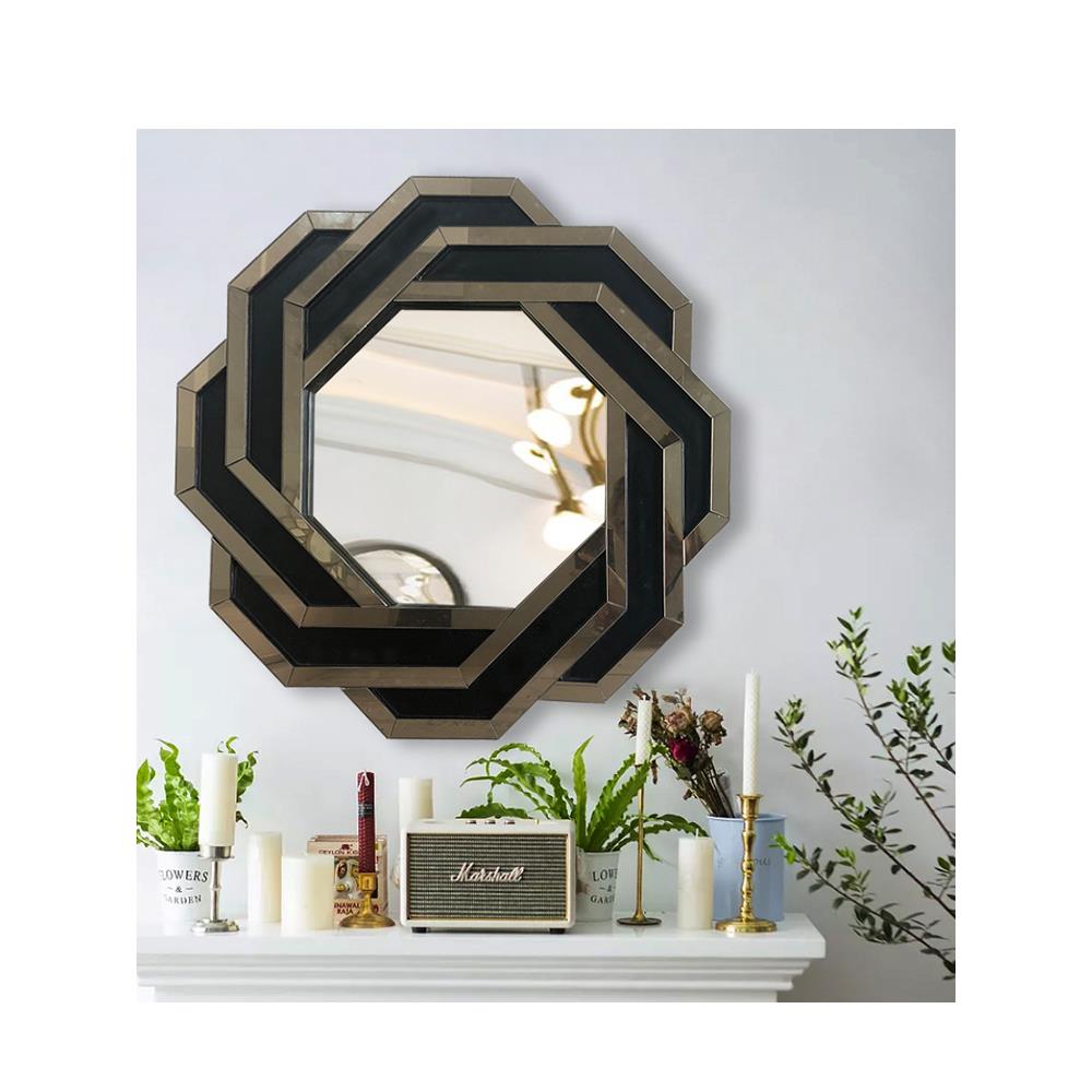 式异形镜子家居装饰镜玄关壁挂炉创意茶镜软装墙20211020面壁镜黑