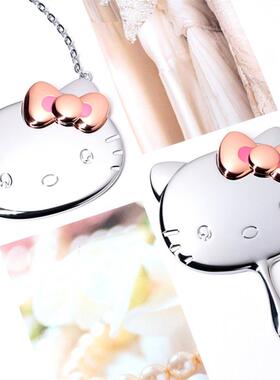 少女猫粉迷你小镜子 Kitt镜y爱手柄化妆可T015 \/ 凯蒂猫便携镜随