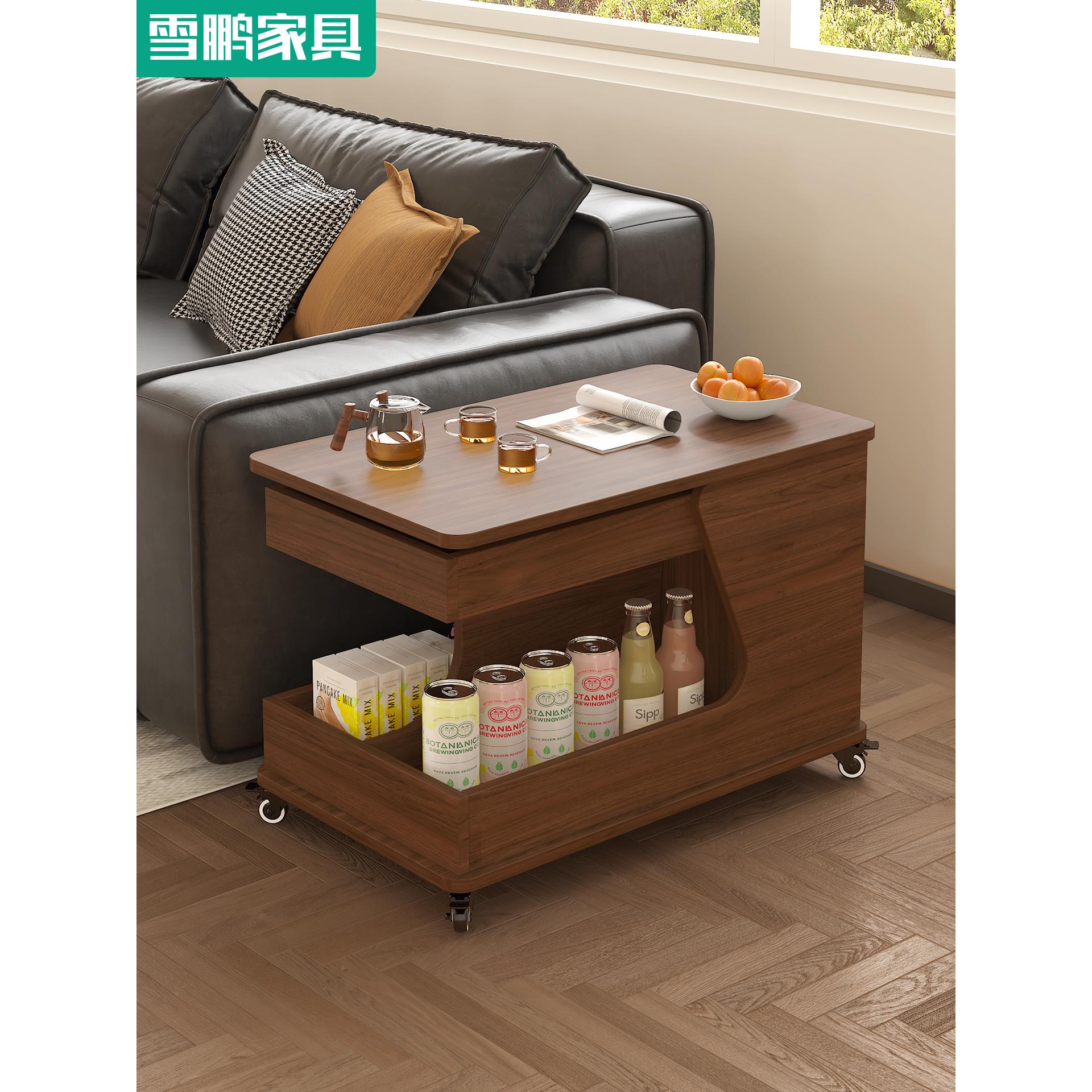 中古风客厅边几小可移雪鹏（住动沙边桌卧物室床头边柜推车茶几置