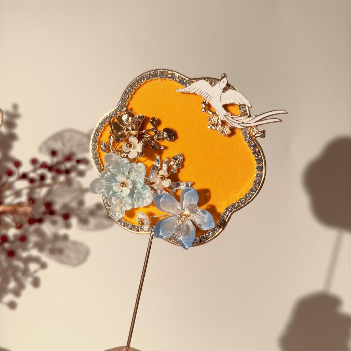 团扇娘婚秀禾新CJE喜扇婚礼中式婚扇喜扇高迷你扇级子结却扇团扇