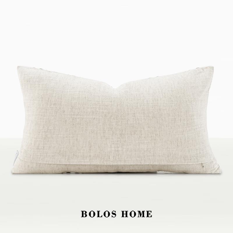 柏洛FUP斯atNu感ralo clor轻奢侘寂风棉麻米白色沙发腰枕高级样板