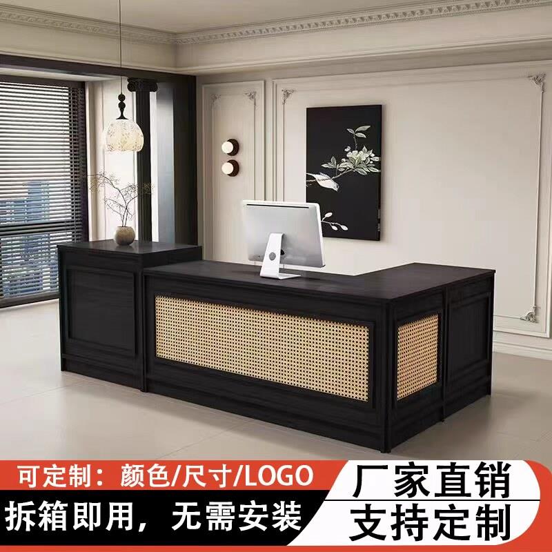 收银柜台吧台复古展示柜台转角吧台桌美容店接待台女装店高端前台