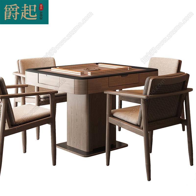 新中式实木麻将桌椅组合全自动家用餐桌两用棋牌室专用棋牌桌椅