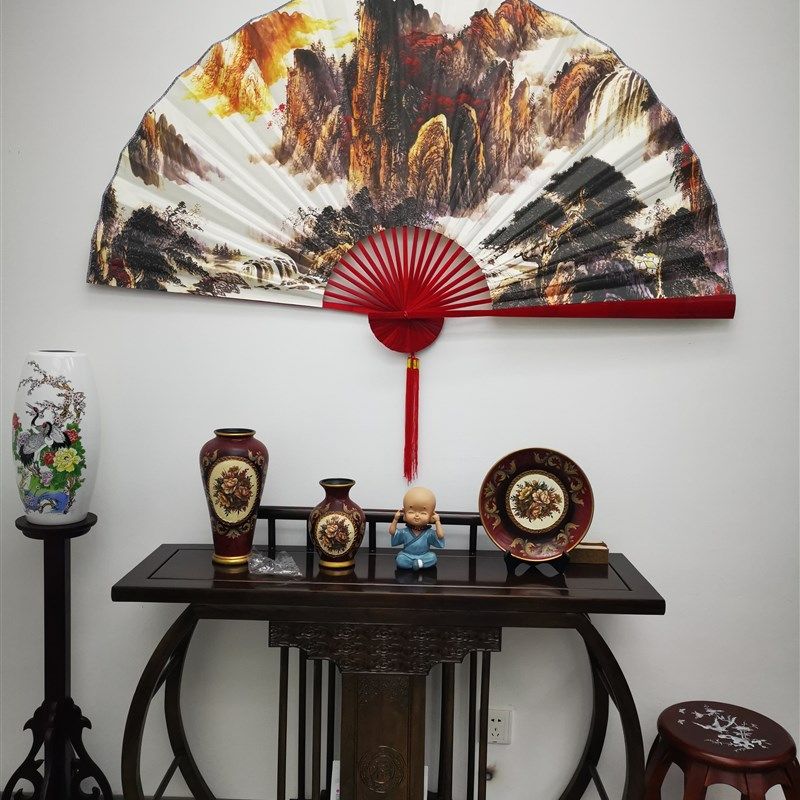 新中式中国风国潮大挂扇床头客厅沙发装饰扇山水画秋景图鸿运当头,家居饰品,工艺扇/团扇/喜扇/折扇,淘宝优惠券,粉丝福利购,淘宝优惠卷
