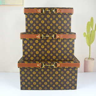 轻奢皮革收纳盒样板房间衣柜整理箱盒家具展厅陈列室内软装饰摆件