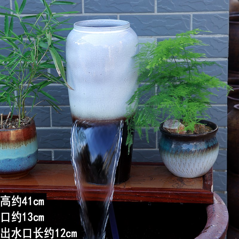 古法生态养鱼缸复古流水陶罐庭院落地造景摆件创意老式水缸荷花缸