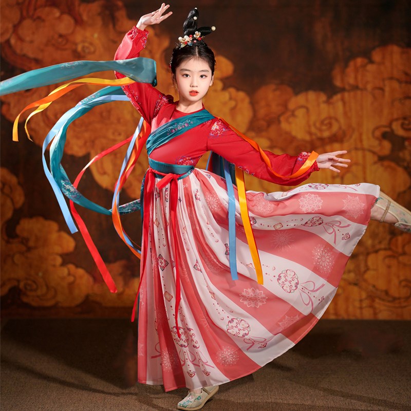 儿童演出服女童敦煌古典舞蹈服男童飞天乐鼓装幼儿园小学生表演服