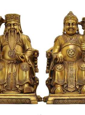 纯铜土地公神像供奉小庙家用福德正神地主公公镇宅土地婆摆件