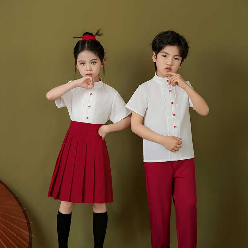 六一儿童节中国风演出服小学生合唱服国学汉服红歌诗朗诵服装国潮