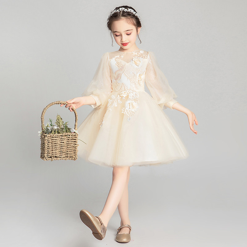 儿童晚礼服花童公主裙小女孩主持人演出服蓬蓬纱婴儿婚纱高端洋气