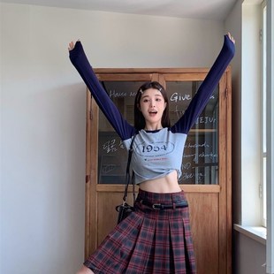 甜辣红色格子短裙女中长款半身裙子复古a字裙学院风jk百褶裙大码