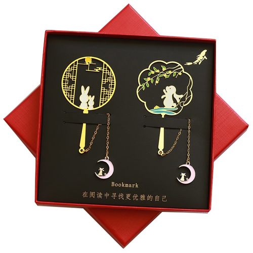 中秋兔金属文创礼品古典中国风书签可定制logo中秋礼物学生用伴读