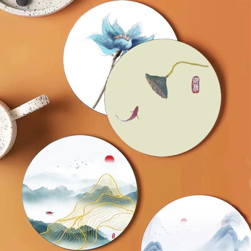 山水画杯垫硅藻泥中式吸水垫隔热防烫桌垫餐垫碗盘垫咖啡轻奢软垫,居家布艺,餐垫,淘宝优惠券,粉丝福利购,淘宝优惠卷
