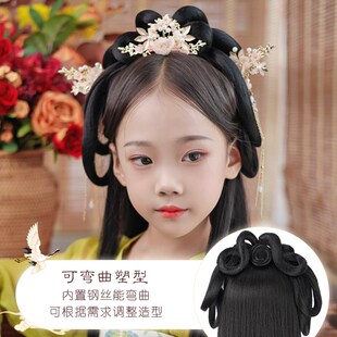 儿童汉服假发包一体式发片盘发古风造型古装假发女童发髻头饰垫发